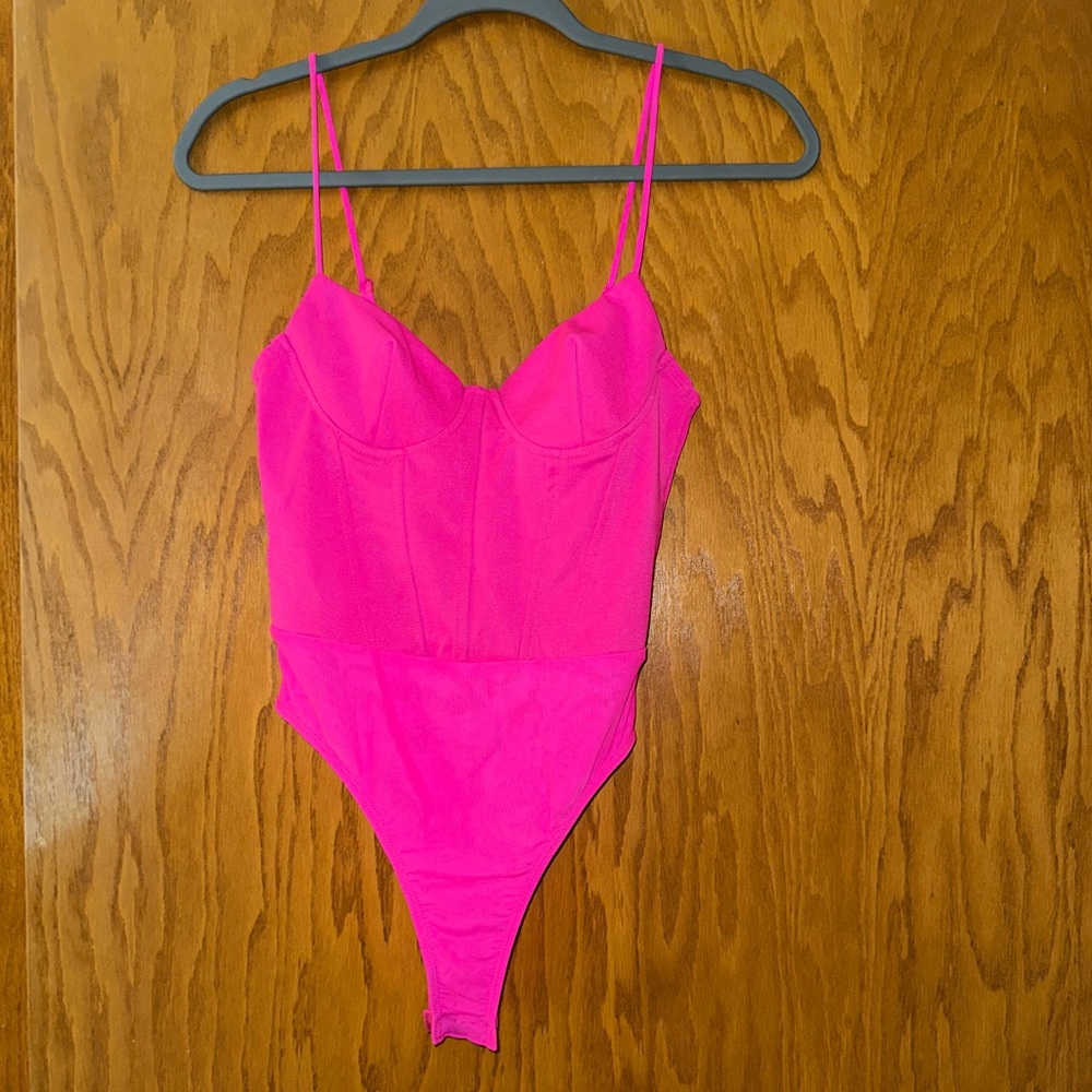 Bright Pink Bodysuit with Adjustable Straps